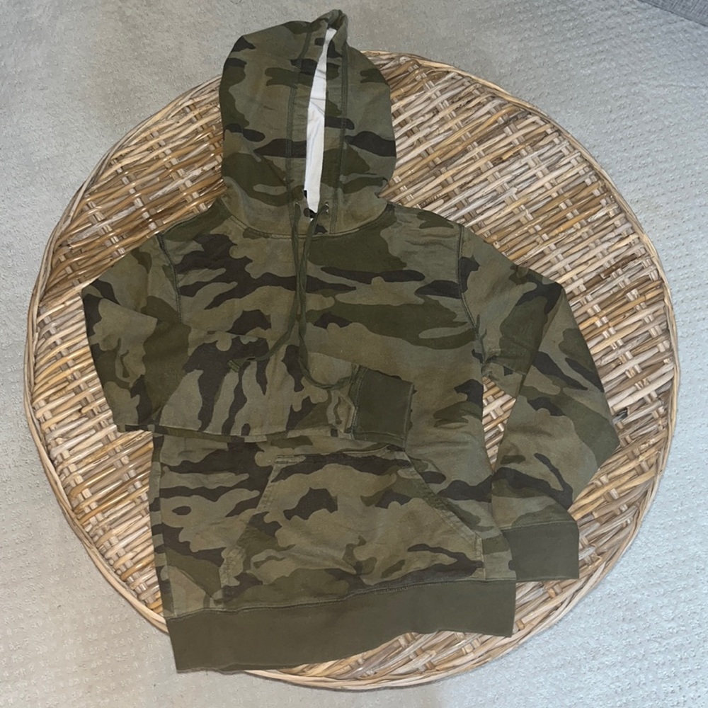 J.Crew camouflage hoodie. Fantastic condition.  Ready to lounge around in.